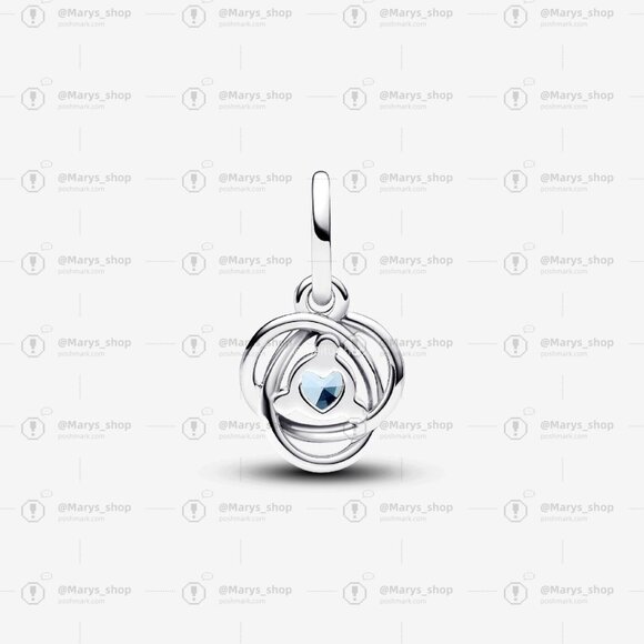 Pandora Sea Aqua Blue Eternity Circle Dangle Charm - Picture 2 of 6